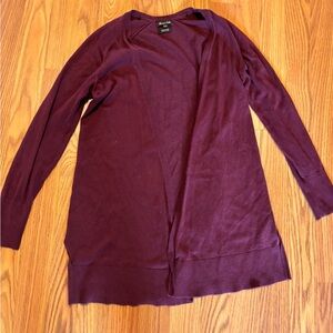 Massimo Dutti Silk-Cotton Cardigan - Burgundy